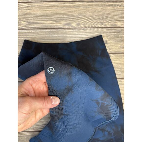 LULULEMON Flow & Go Crop Seamless Leggings Tie Dye Aqua Blue Size 0 - Picture 6 of 9